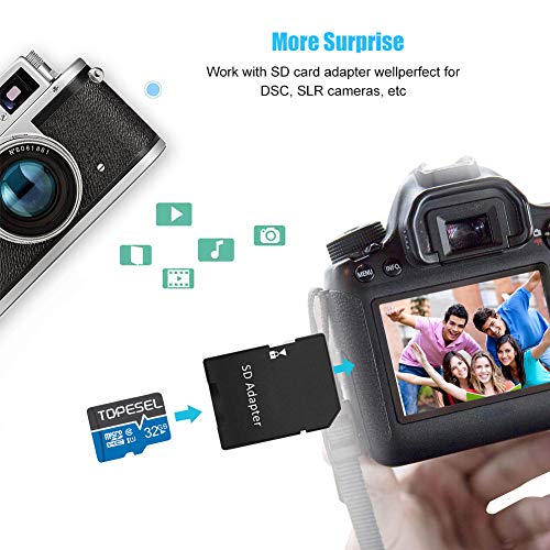 Tarjeta Micro SD 32GB, TOPESEL Tarjeta Memoria Alta Velocidad 85 MB/s SDHC Mini Tarjeta TF para Móvil, Tablet, Cámara, Tarjeta microSD 32GB (Class 10, U1) Azul