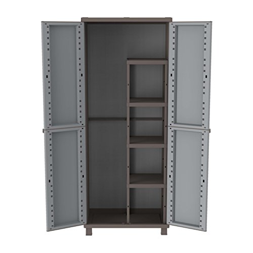 TERRY, Jrattan 368, Armario 2 Puertas con 1 Estantería Interna y 4 Estantes, Gris, 68x37,5x170 cm