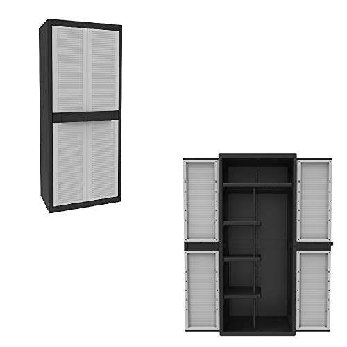 Terry, Jumbo Cab 3900 Qblack, Armario 2 Puertas, Divisor Vertical y 4 Estantes. Gris/Negro, 89,7x53,7x180 cm