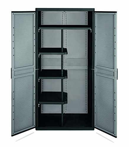 Terry, Jumbo Cab 3900 Qblack, Armario 2 Puertas, Divisor Vertical y 4 Estantes. Gris/Negro, 89,7x53,7x180 cm