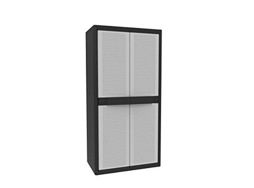 Terry, Jumbo Cab 3900 Qblack, Armario 2 Puertas, Divisor Vertical y 4 Estantes. Gris/Negro, 89,7x53,7x180 cm