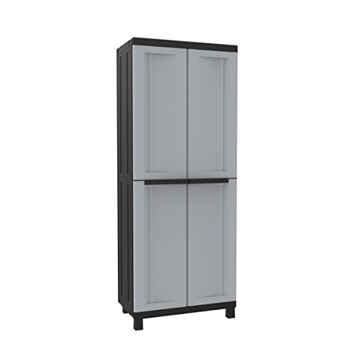 TERRY, Twist Black 2680, Armario 2 Puertas, 3 Estantes Internos, Gris/Negro, 3 Estanterías