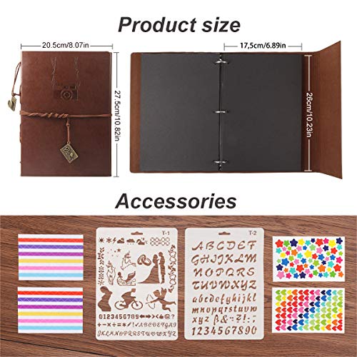 ThxMadam Scrapbook Cuero Álbum de Fotos Libro de Visitas de Boda con 60 Páginas Negras Presentes para Regalo de Valentín Día de Aniversario Navidad Cumpleaños para Esposa Hija Madre (Cámara, Grande)