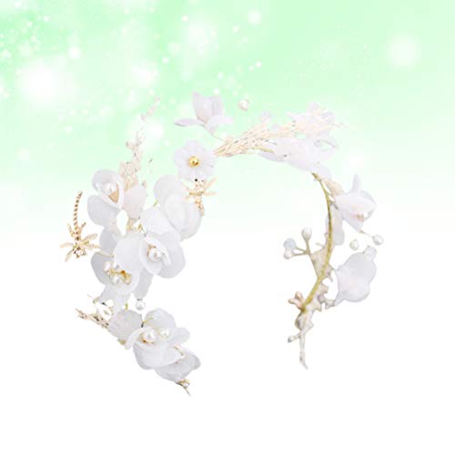 Tiara de la boda flores secas Gypsophila tocado señoras diadema guirnalda decoración del pelo accesorios para fotografía (blanco)