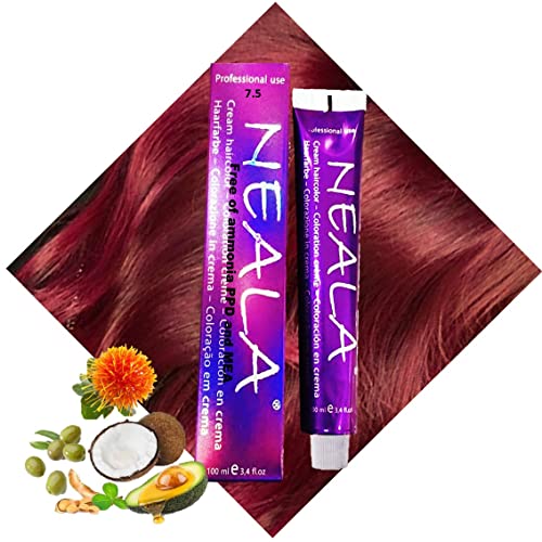 Tintes Profesionales SIN AMONIACO y libre de PPD y MEA - 7.5- Rubio medio caoba - NEALA 100ml.