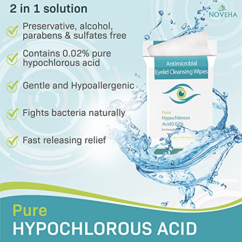 Toallitas antimicrobianas para párpados y pestañas | Para picazón, ojos secos, orzuelos y blefaritis, suaves y naturales, hipoalergénicas y calmantes para ojos sensibles, paquete de 60