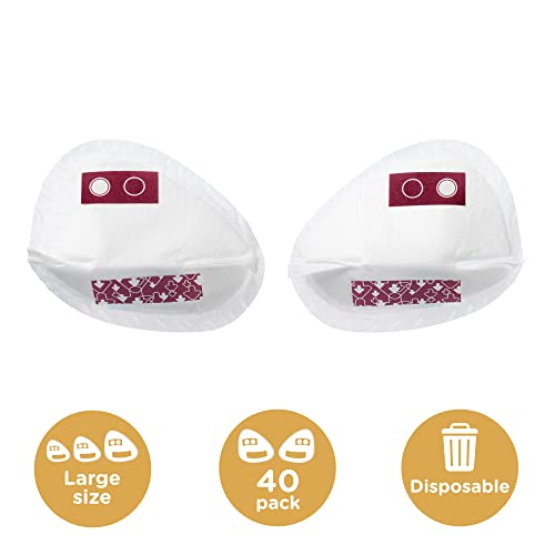 Tommee Tippee Discos de Lactancia Made for Me, Super Absorbentes, Suaves, Desechables y Multicapa, Grandes, Pack de 40