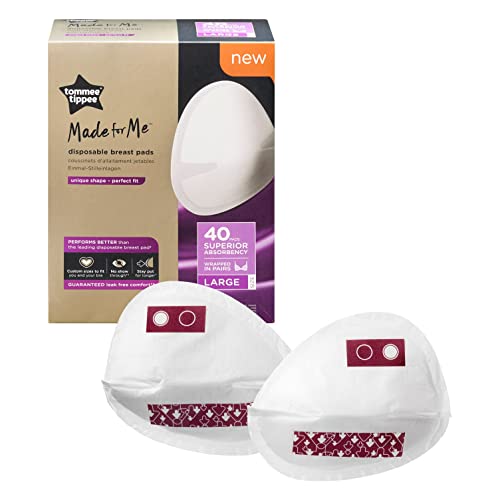 Tommee Tippee Discos de Lactancia Made for Me, Super Absorbentes, Suaves, Desechables y Multicapa, Grandes, Pack de 40