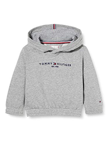 Tommy Hilfiger Essential Hooded Sweatshirt Suéter, Mid Grey Htr, 80 para Niñas