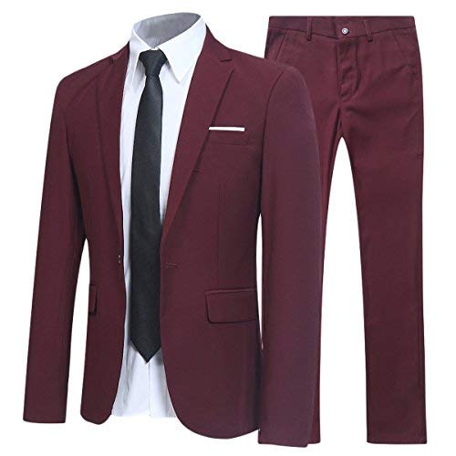 Traje de 2 Piezas para Hombre, Ajuste Delgado, para Boda, Cena, Esmoquin para Hombre, Negocios, Casual, Chaqueta y Pantalones