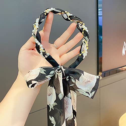 TseenYi Diadema de perlas pedrería diamante perlas para cabello banda cabello de cristal negro floral diadema de novia mujeres y niñas novia dama honor novia san Valentín'Regalos Navidad del día