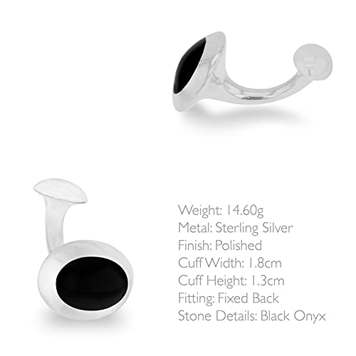 Tuscany Silver Men's Sterling Silver Oval Black Onyx Cufflinks
