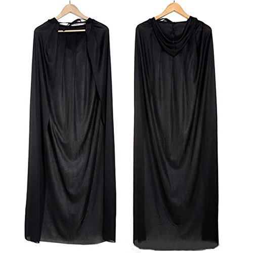 Tutoy Adultos Halloween Fiesta Cosplay Ropa Larga Negro Encapuchado Capa Muerte Gran Capa Cosplay Capa Diablo