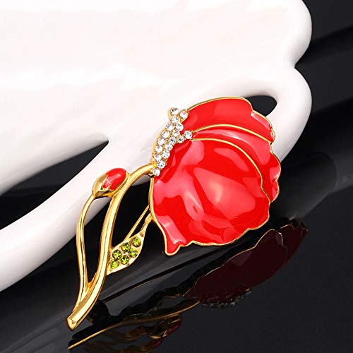 U-K Clavel Rojo Flor de Amapola Pin Insignia Cristales Broche Ropa Mochila Accesorios de decoración opio amapolaProcesamiento de Moda