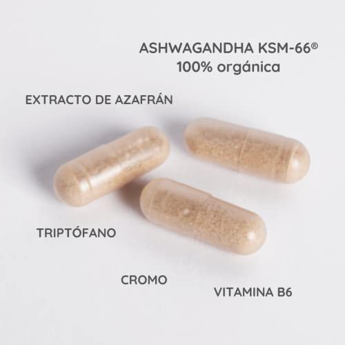 Unik Bienestar Emocional | Suplemento Para Ansiedad, Estrés, Estado de Ánimo | Ashwagandha KSM-66 100% Orgánica + Azafrán + Triptófano + Cromo Vitámina B6 | 60 cápsulas | Lab Unik Health & Nutrition