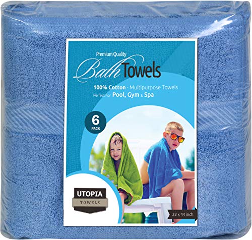 Utopia Towels - 6 Toallas de Gimnasio, Toallas de Piscina (56 x 112 cm) - 500 gsm - Toalla de Secado rápido multipropósito Ligera (Azul Eléctrico)
