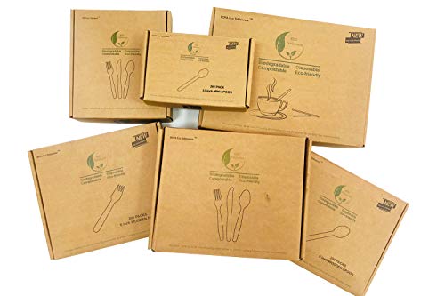 Vajilla de abedul de 6 pulgadas, vajilla degradable natural, 150 piezas, 50 cuchillos, 50 tenedores, 50 cucharadas para fiestas, bodas, baby showers