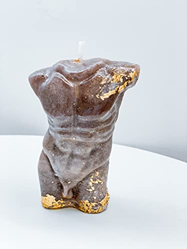 Vela aromática para mujer, cuerpo femenino y masculino, torso, vegano, cera aromática -Luxury Velas- para relajación, para regalo - San Valentin (Cuerpo Masculino (Moreno)