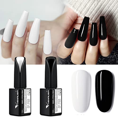 VENALISA 15ml Gel Nail Polish, Pure White Color Soak Off UV LED Nail Gel Polish Nail Art Starter Manicure Salon DIY at Home, 0.53 OZ