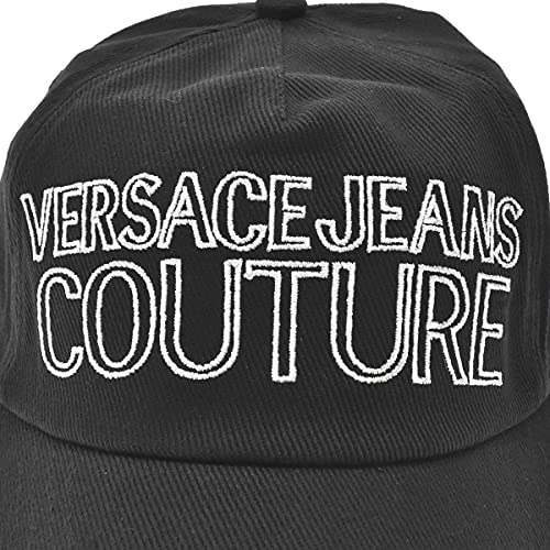 VERSACE JEANS COUTURE Sombrero de denim negro con impresión de letras