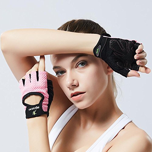 VERTAST Guantes de Gimnasio con Agarre Acolchado sin Dedos para Levantamiento de Pesas Entrenamiento Combinado Ciclismo Crossfit, para Mujer y Hombre, Rosa, M