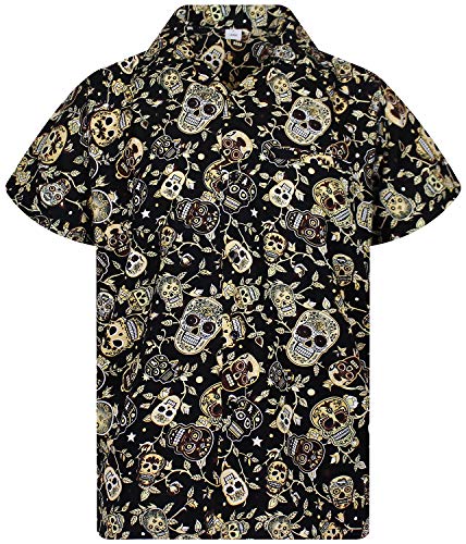 V.H.O. Funky Camisa Hawaiana, Skull, Sepia, 6XL