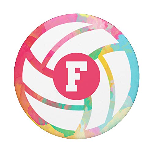 Volleyball pastel nombre niña inicial letra F PopSockets PopGrip Intercambiable