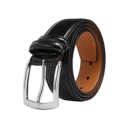 VRLEGEND Cinturones Hombre Cinturon Cuero de Traje Pantalón Trabajo 3.5CM Tallas Grandes 110-160CM,con Caja de Regalos (150cm, Negro)