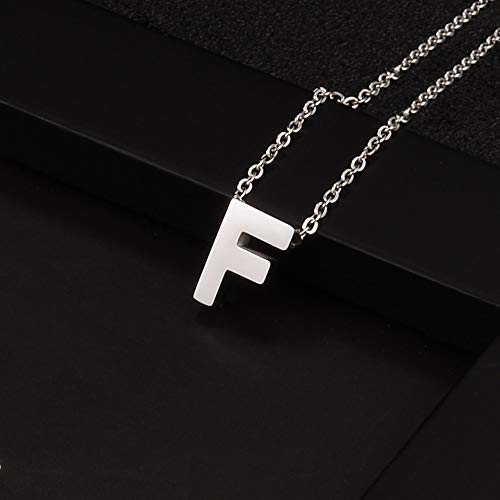 VU100 Collar Inicial F para Mujer Niñas Colgante Letra de Acero Inoxidable Plata, 45cm Cadena Cuerda