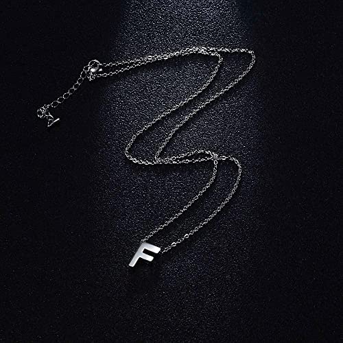 VU100 Collar Inicial F para Mujer Niñas Colgante Letra de Acero Inoxidable Plata, 45cm Cadena Cuerda
