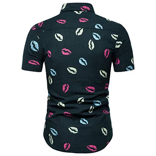 waotier Camisa De Manga Corta con Estampado De Moda para Hombres PatróN De Beso Ropa De Verano para Hombre