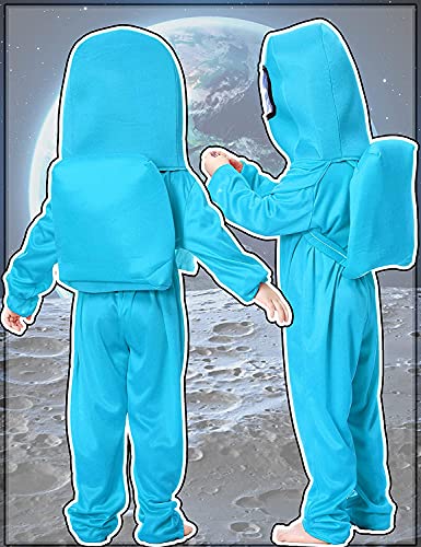 Waslary - Disfraz infantil de astronauta, mono con mochila, máscara, para niños, Halloween, cosplay, carnaval, fiesta de cumpleaños, color azul claro, talla L