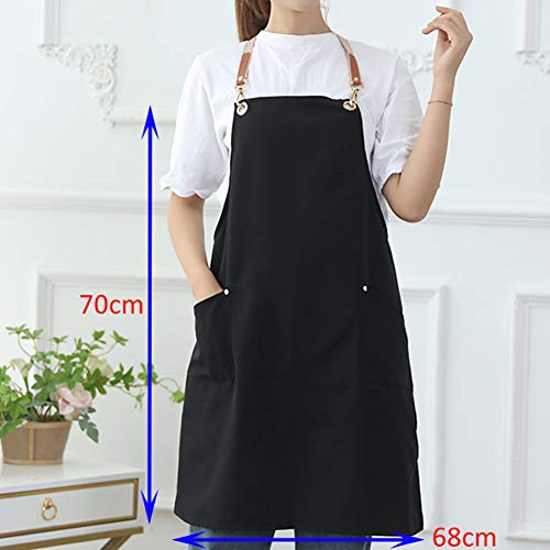 Watwass Negro Delantal Cocina Mujer Baratos Delantal Camarero Peluqueria Manualidades con Bolsillo
