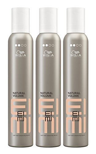 Wella EIMI Natural Volume Mousse - Espuma fijadora, 3 x 300 ml, fijación ligera