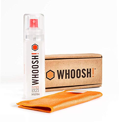 Whoosh! - Spray pulverizador limpiador de pantalla 100% natural, sin amoniaco ni alcohol – 100 ml y 2 paños de microfibra anti microbios