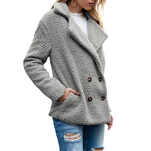 WXHNZYQ Botones De OtoñO E Invierno, Solapas, CáRdigan Suelto De Lana, Abrigo De Lana De Pastel De Oveja para Mujer, Chaquetas, Tops