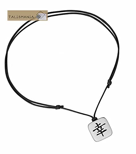 XanaLú Studio Kanji buena suerte, Colgante de buena suerte en japonés para hombre, mujer, Regalo para mejor amigo, Collar con kanji presentado para regalo, hecho a mano (Kanji Suerte Blanco)