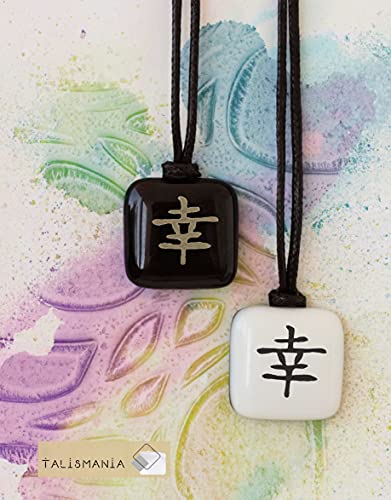 XanaLú Studio Kanji buena suerte, Colgante de buena suerte en japonés para hombre, mujer, Regalo para mejor amigo, Collar con kanji presentado para regalo, hecho a mano (Kanji Suerte Blanco)