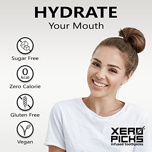 Xero Picks palillos de dientes de sabor para el aliento fresco y la prevención de la sequedad de boca, Palillos de dientes de madera 20 púas (1 paquete) (Lemon Lime)