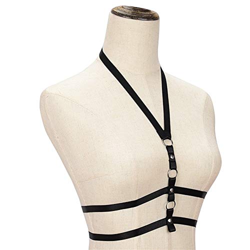 Xiang Ye Sexy correas negras ropa interior club nocturno tentación extrema banda elástica sujetador (Color : Black, Size : Una talla)