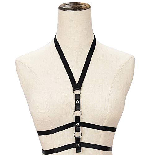 Xiang Ye Sexy correas negras ropa interior club nocturno tentación extrema banda elástica sujetador (Color : Black, Size : Una talla)