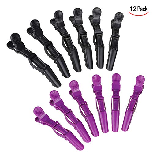 Xrten 12 Pcs Pinzas para el Cabello, Clips Peluquería de Pelo, Cocodrilo Pinzas para el Cabello para Marcar, Peinar, Planchar el Pelo
