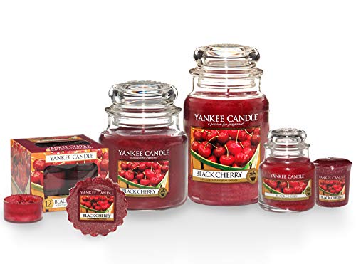 Yankee Candle Black Cherry Vela Aromática en Frasco Pequeño, Rojo, 104g