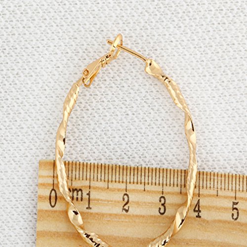 Yazilind elegante Vogue 14K chapado en oro trenzado Extra Grande Omega Volver Pendientes de aro de 40 mm de diámetro