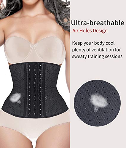 YIANNA Fajas Reductoras Mujer con 25 Huesos de Acero Waist Trainer Corset Faja Reductora Colombiana Cinturilla Cintura Latex Body Shaper Negro, 20173 Size M