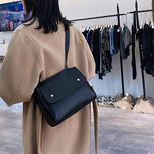 YUZZZKUNHCZ Bolsos para mujer, bolso de mensajero de piel sintética de color sólido, bolso de mensajero simple para mujer, cadena de viaje, pequeño (color: negro)