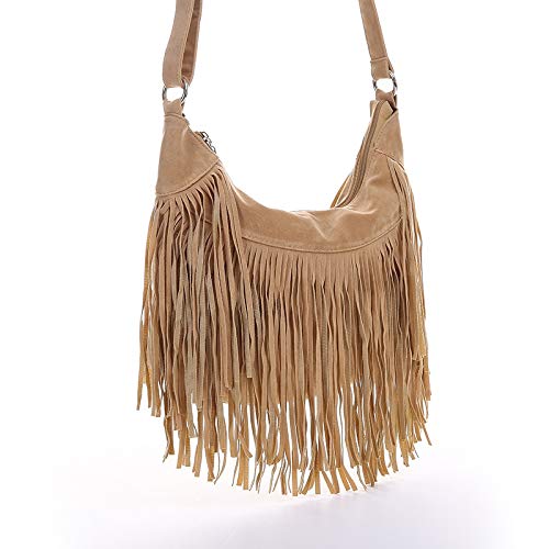 YUZZZKUNHCZ Bolsos para mujer, bolso de mensajero para mujer, bolso de borla para mujer, bolso de mensajero de moda (color: caqui)