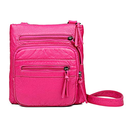 YUZZZKUNHCZ Monederos para mujer, bolso de hombro casual multicapa de cuero PU, bolso de lujo para mujer, bolso de mensajero de un hombro (color: rosa)