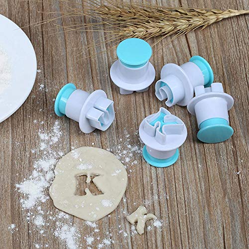yyuezhi Juego de 36 Moldes para Galletas Juego de Moldes para Pasteles Fondant Cookie Tools Alfabeto Letra Galleta Fondant Pastel Galleta Sello Forma del Número del Alfabeto Cortador de Galletas Azul