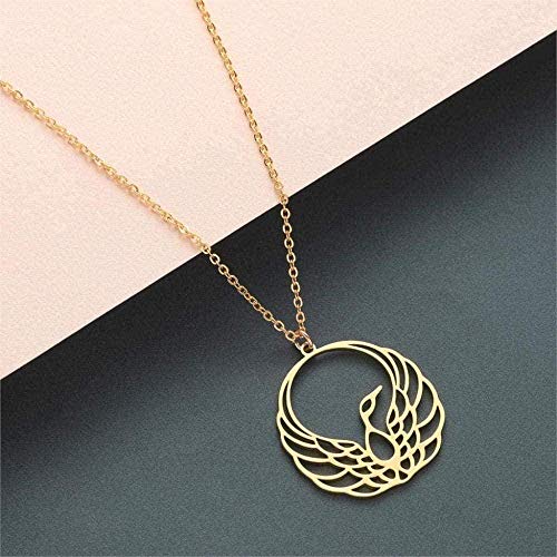 YZXYZH Collar con Colgante De Fénix De Origami, Collar con Dije De Pájaro Wen para Hombre, Joyería De Animal Geométrico Masculino, Venta Al por Mayor Y Regalo Dropshipping